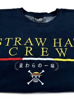 Ripple Junction M One Piece Straw Hat Crew Sweatshirt Unisex Blue Anime